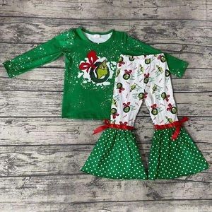 COPY - Grinch Christmas 🎄 cute bow pants set